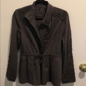 ANTHROPOLOGIE DARK GRAY BEADED JACKET